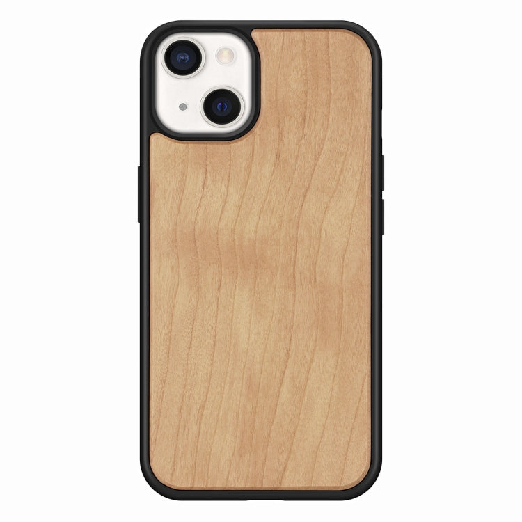 For iPhone 13 mini Wood Veneer TPU Shockproof Phone Case