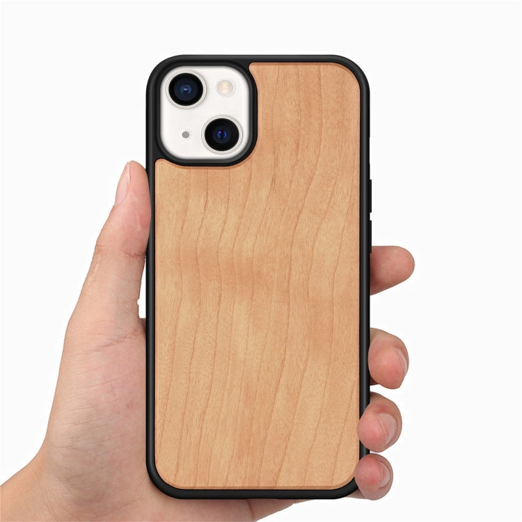 For iPhone 13 mini Wood Veneer TPU Shockproof Phone Case