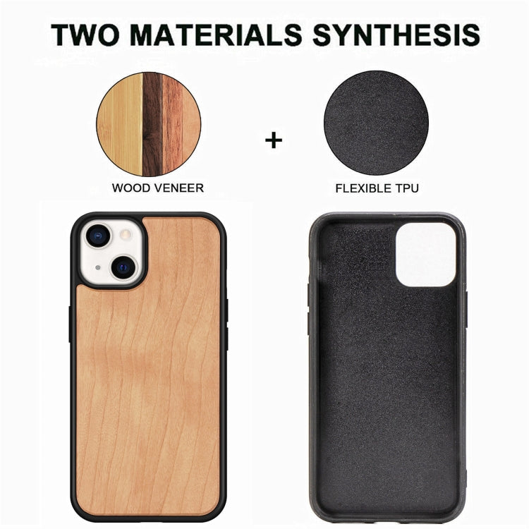 For iPhone 13 mini Wood Veneer TPU Shockproof Phone Case