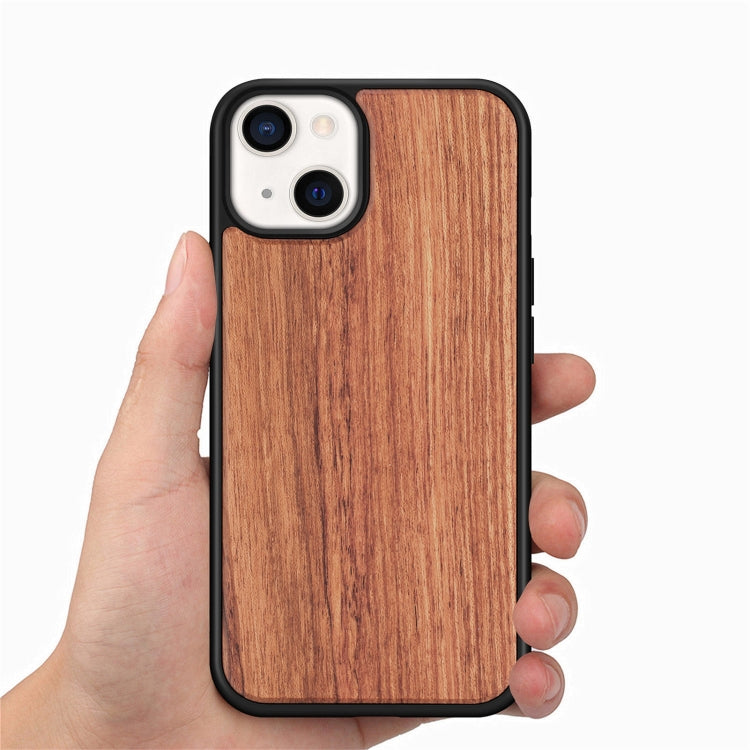 For iPhone 13 mini Wood Veneer TPU Shockproof Phone Case