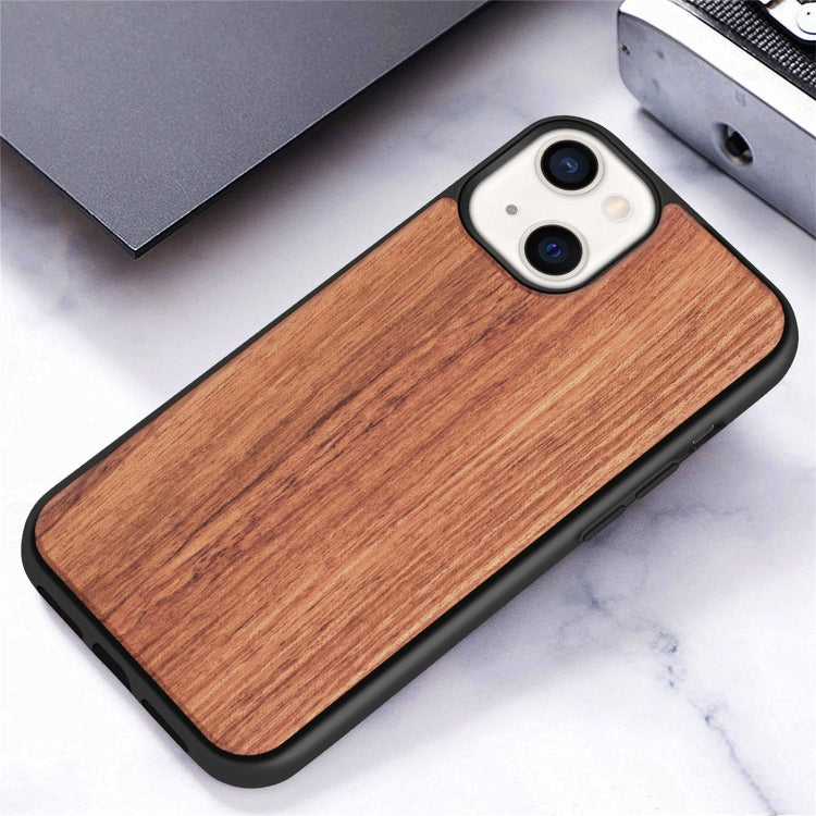 For iPhone 13 mini Wood Veneer TPU Shockproof Phone Case