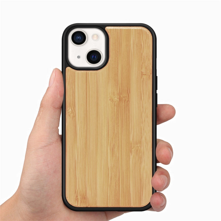 For iPhone 13 mini Wood Veneer TPU Shockproof Phone Case