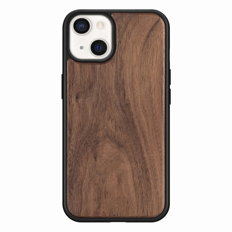 For iPhone 13 mini Wood Veneer TPU Shockproof Phone Case