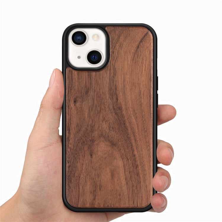 For iPhone 13 mini Wood Veneer TPU Shockproof Phone Case