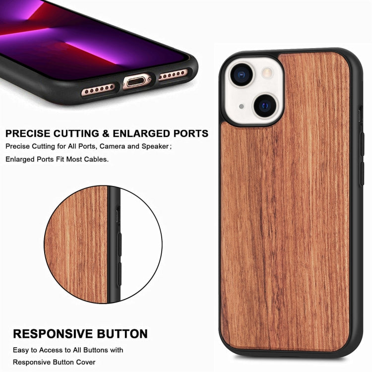 For iPhone 13 Wood Veneer TPU Shockproof Phone Case