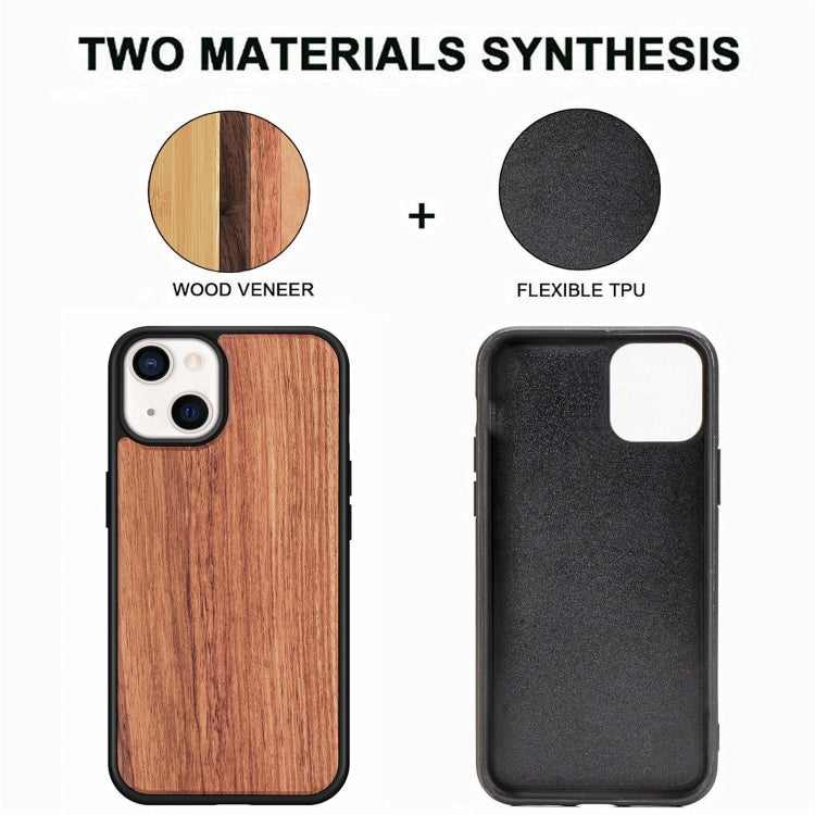 For iPhone 13 Wood Veneer TPU Shockproof Phone Case