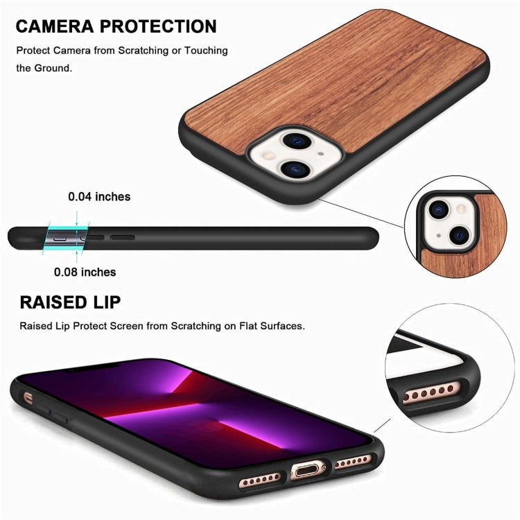 For iPhone 13 Wood Veneer TPU Shockproof Phone Case