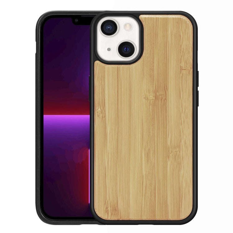 For iPhone 13 Wood Veneer TPU Shockproof Phone Case