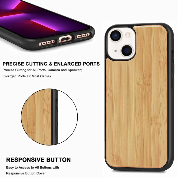 For iPhone 13 Wood Veneer TPU Shockproof Phone Case
