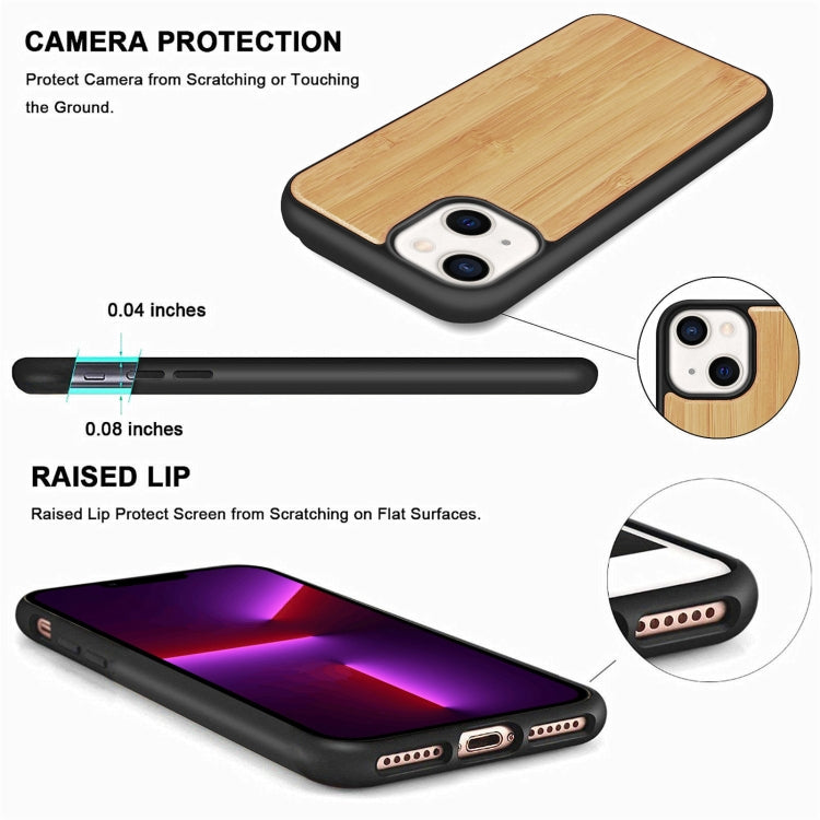 For iPhone 13 Wood Veneer TPU Shockproof Phone Case