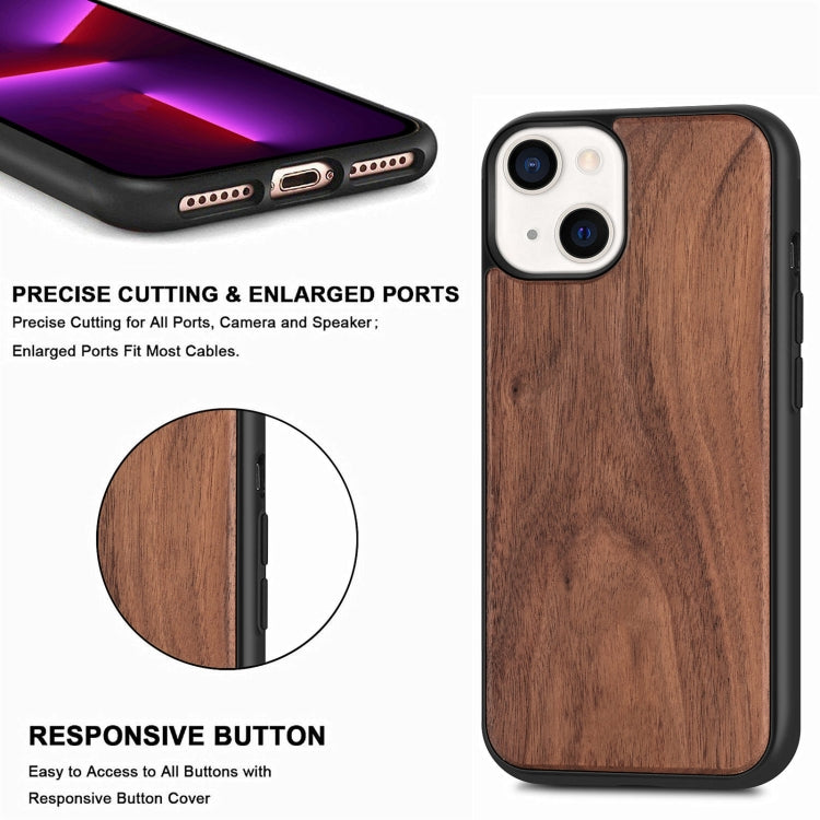 For iPhone 13 Wood Veneer TPU Shockproof Phone Case