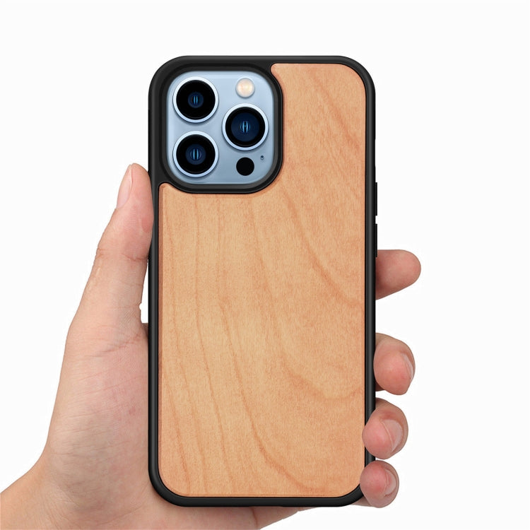 For iPhone 13 Pro Wood Veneer TPU Shockproof Phone Case