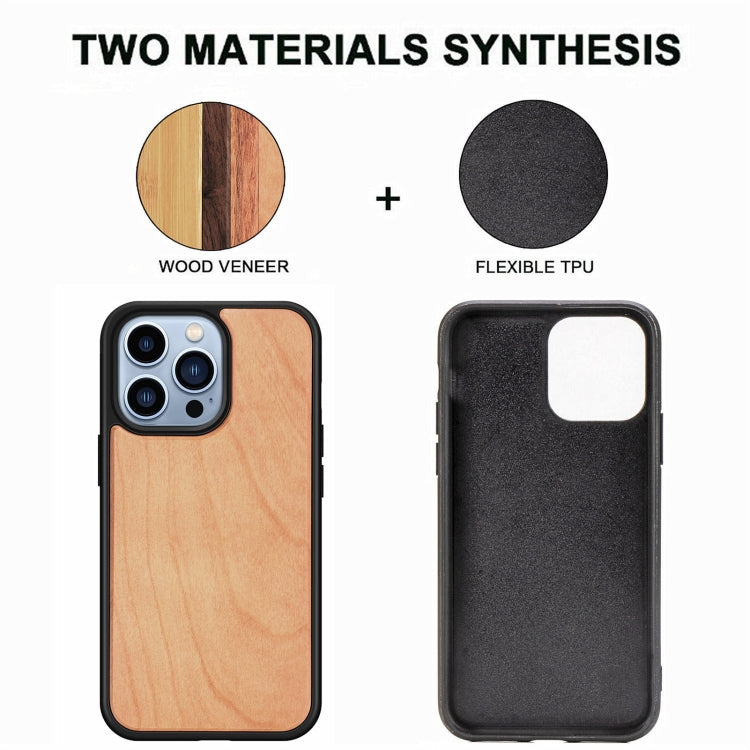 For iPhone 13 Pro Wood Veneer TPU Shockproof Phone Case