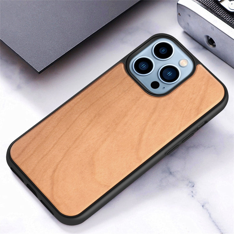 For iPhone 13 Pro Wood Veneer TPU Shockproof Phone Case