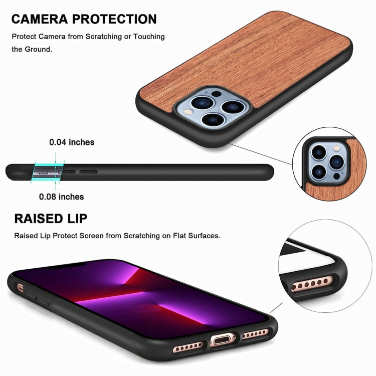For iPhone 13 Pro Wood Veneer TPU Shockproof Phone Case