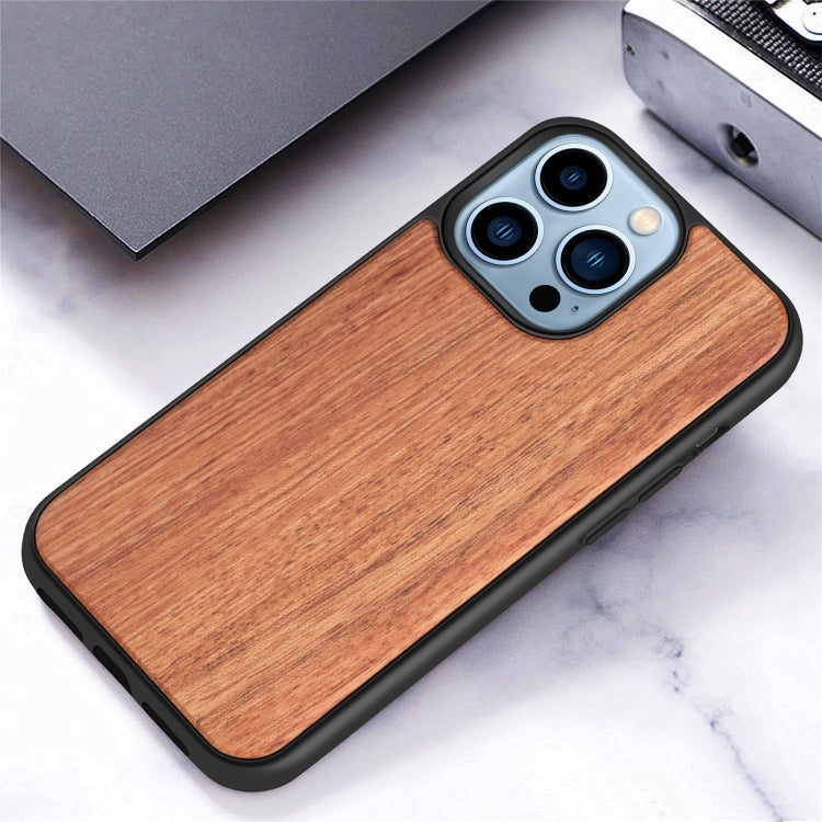 For iPhone 13 Pro Wood Veneer TPU Shockproof Phone Case