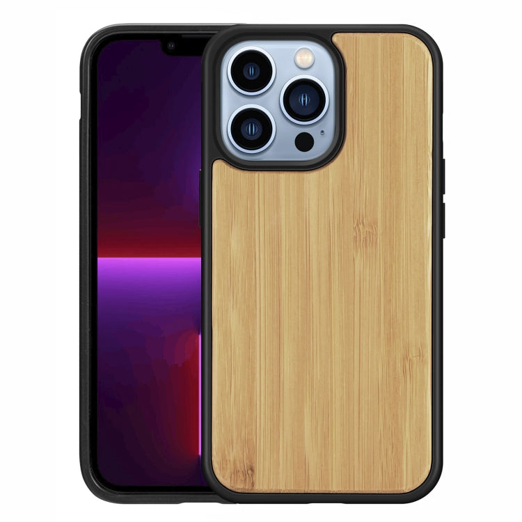 For iPhone 13 Pro Wood Veneer TPU Shockproof Phone Case