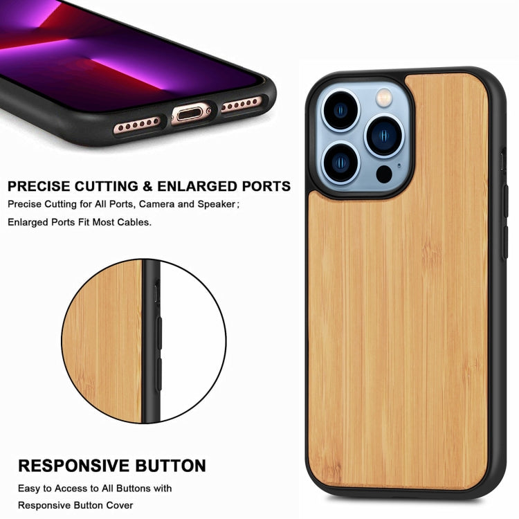 For iPhone 13 Pro Wood Veneer TPU Shockproof Phone Case