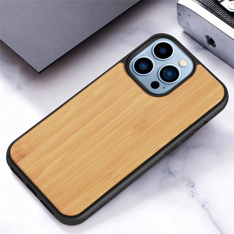 For iPhone 13 Pro Wood Veneer TPU Shockproof Phone Case