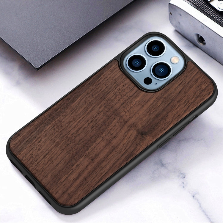 For iPhone 13 Pro Wood Veneer TPU Shockproof Phone Case