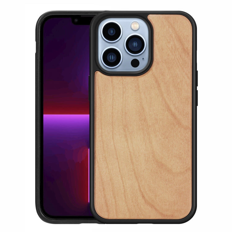 For iPhone 13 Pro Max Wood Veneer TPU Shockproof Phone Case