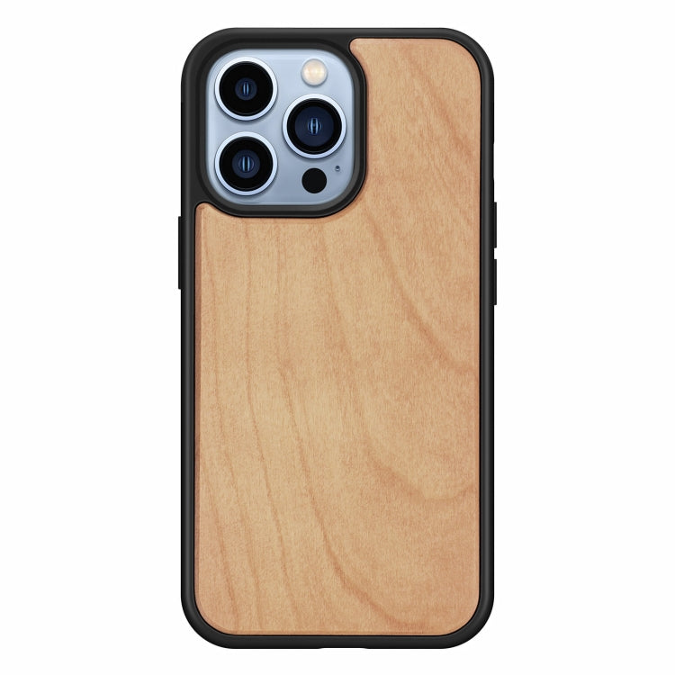 For iPhone 13 Pro Max Wood Veneer TPU Shockproof Phone Case