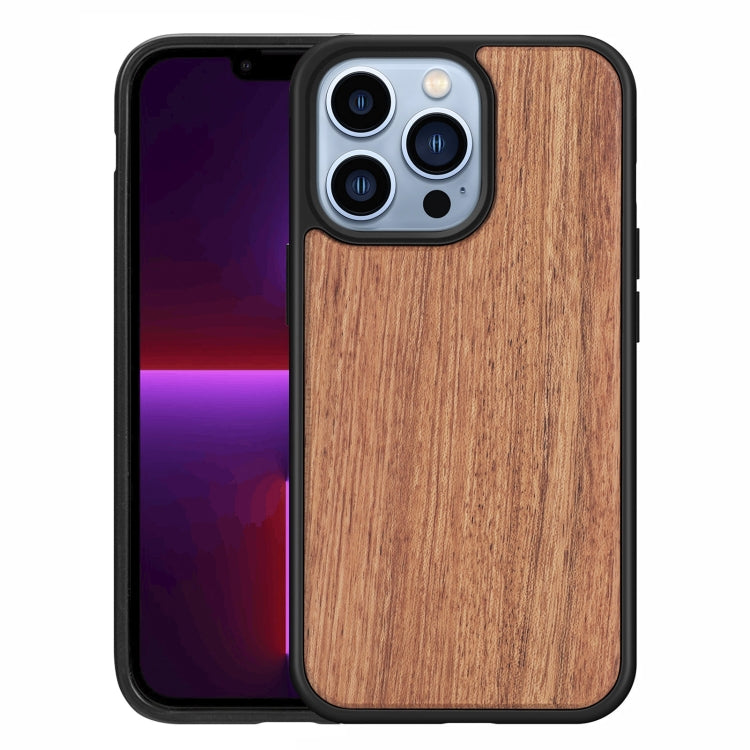 For iPhone 13 Pro Max Wood Veneer TPU Shockproof Phone Case