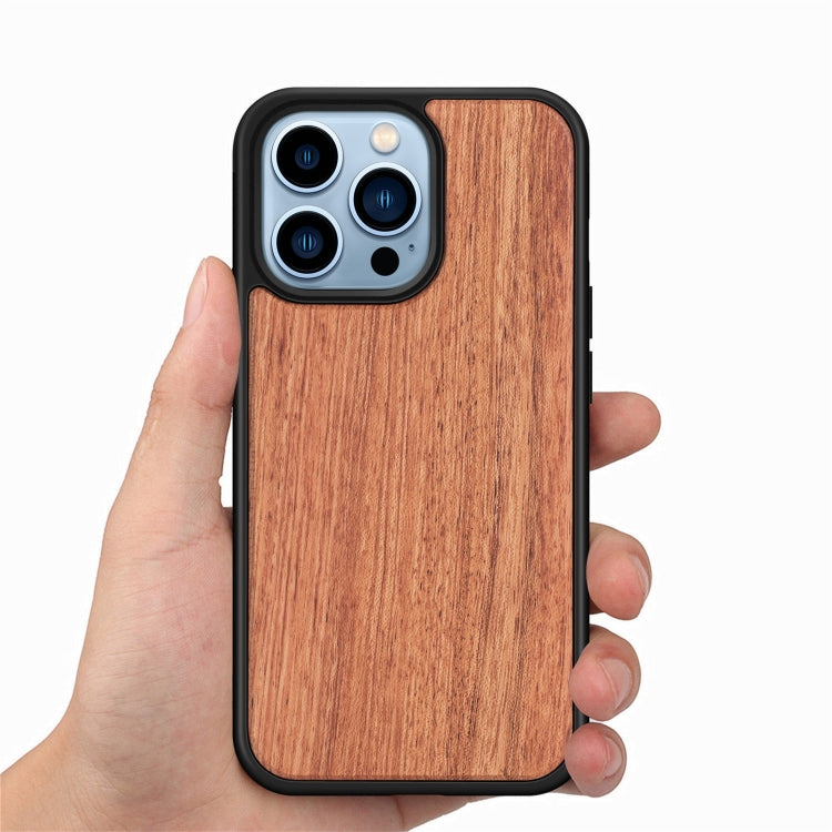 For iPhone 13 Pro Max Wood Veneer TPU Shockproof Phone Case