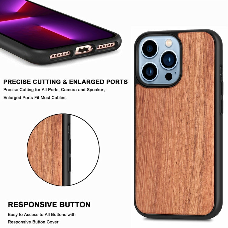 For iPhone 13 Pro Max Wood Veneer TPU Shockproof Phone Case