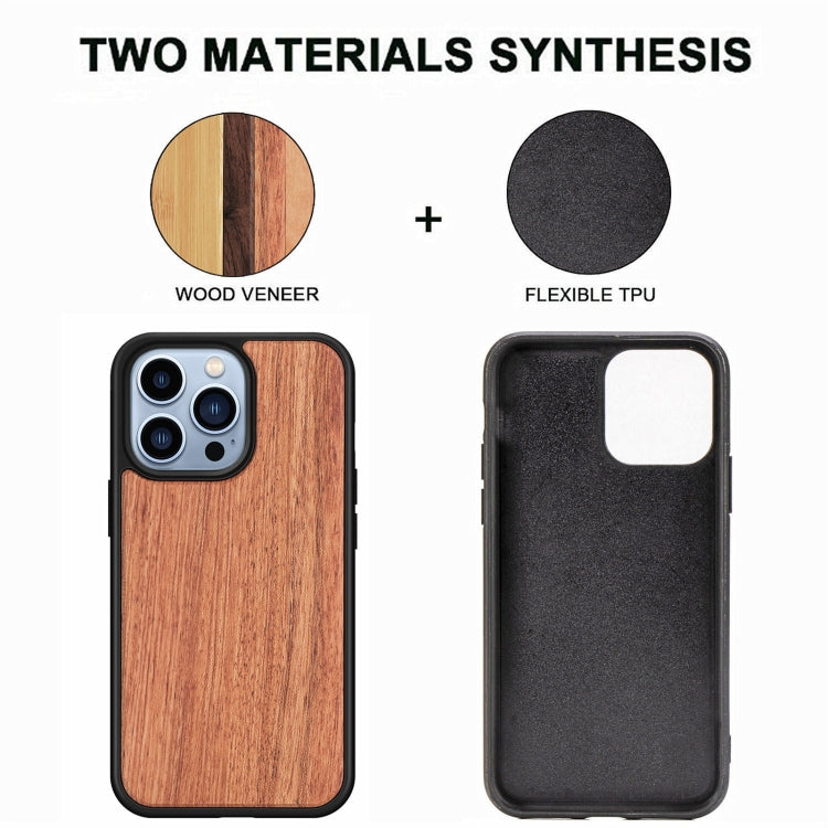 For iPhone 13 Pro Max Wood Veneer TPU Shockproof Phone Case