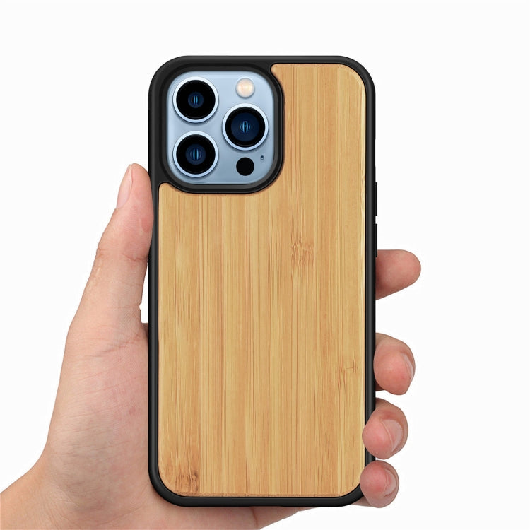 For iPhone 13 Pro Max Wood Veneer TPU Shockproof Phone Case