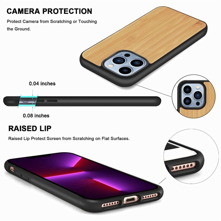For iPhone 13 Pro Max Wood Veneer TPU Shockproof Phone Case