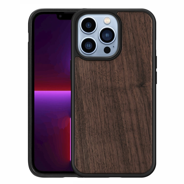 For iPhone 13 Pro Max Wood Veneer TPU Shockproof Phone Case