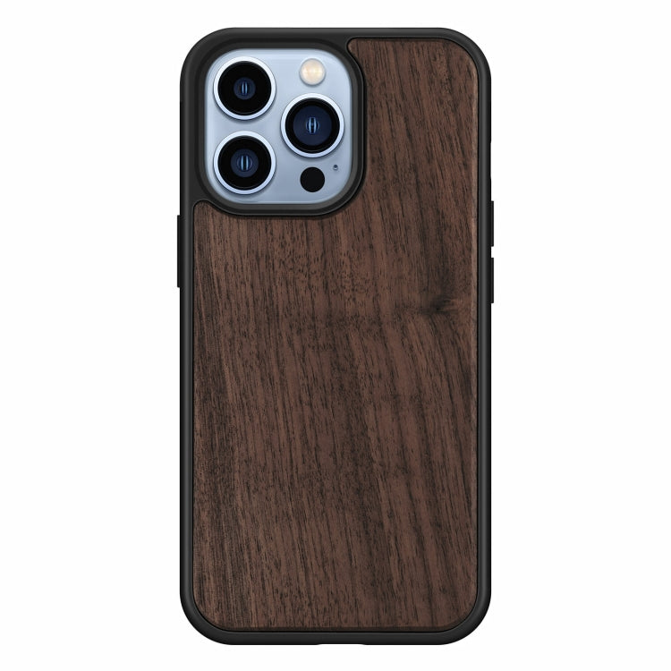 For iPhone 13 Pro Max Wood Veneer TPU Shockproof Phone Case
