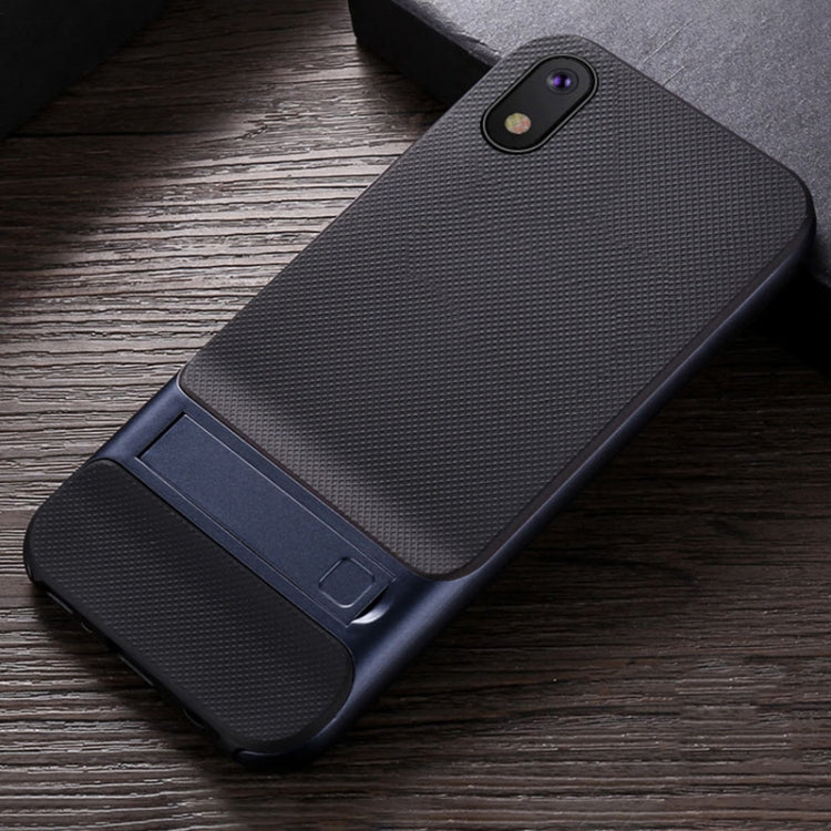 For Galaxy A10 Plaid Texture Non-slip TPU + PC Case with Holder