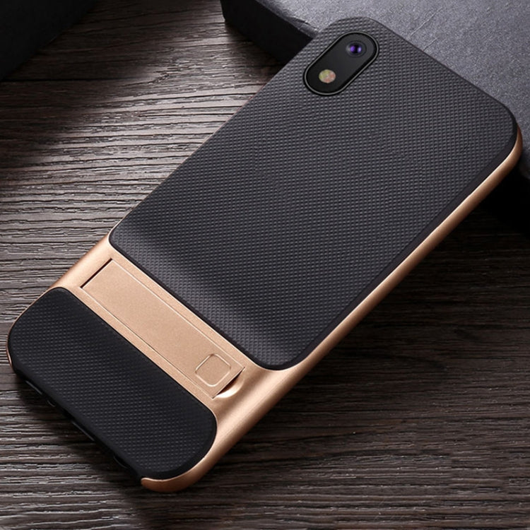 For Galaxy A10 Plaid Texture Non-slip TPU + PC Case with Holder