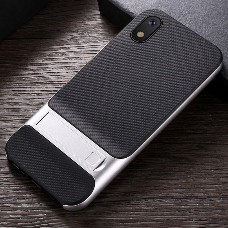 For Galaxy A10 Plaid Texture Non-slip TPU + PC Case with Holder