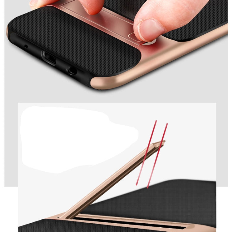 For Galaxy A10 Plaid Texture Non-slip TPU + PC Case with Holder