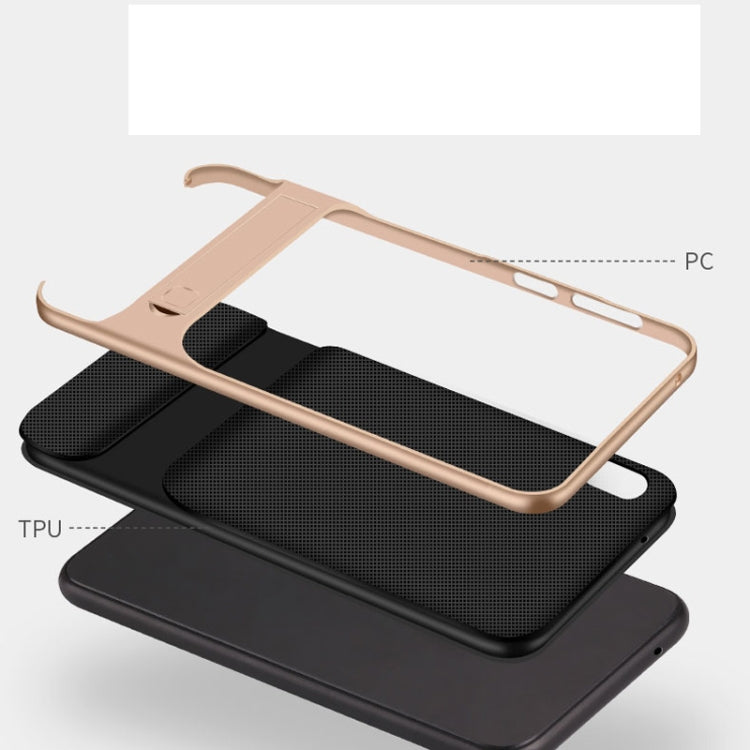 For Galaxy A10 Plaid Texture Non-slip TPU + PC Case with Holder