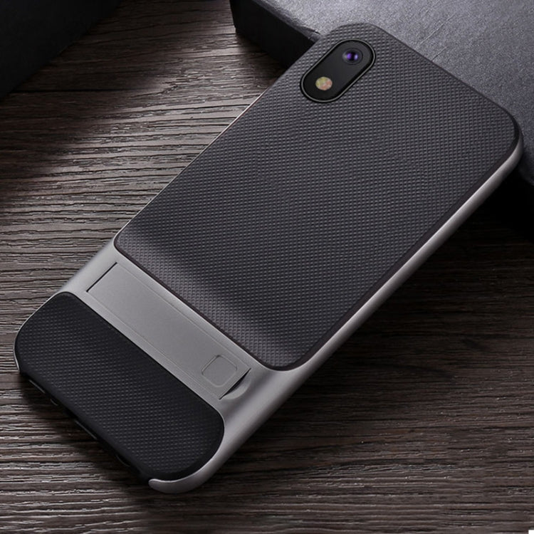 For Galaxy A10 Plaid Texture Non-slip TPU + PC Case with Holder