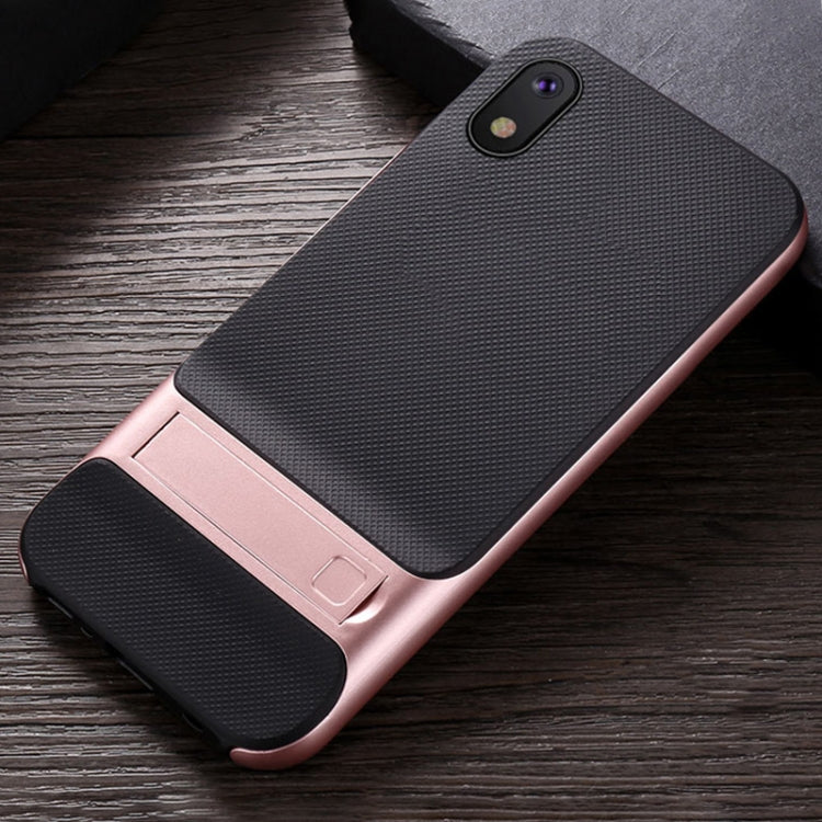 For Galaxy A10 Plaid Texture Non-slip TPU + PC Case with Holder
