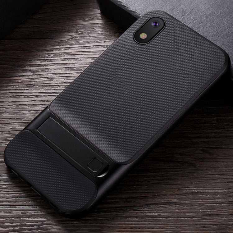 For Galaxy A10 Plaid Texture Non-slip TPU + PC Case with Holder