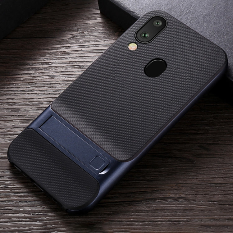 For Galaxy A30 Plaid Texture Non-slip TPU + PC Case with Holder