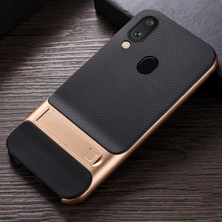 For Galaxy A30 Plaid Texture Non-slip TPU + PC Case with Holder