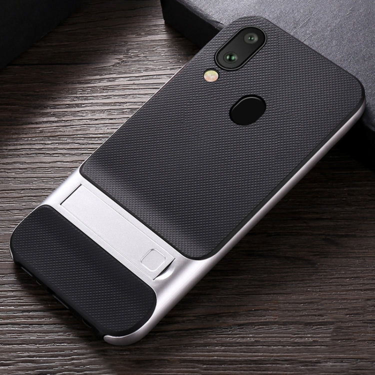 For Galaxy A30 Plaid Texture Non-slip TPU + PC Case with Holder