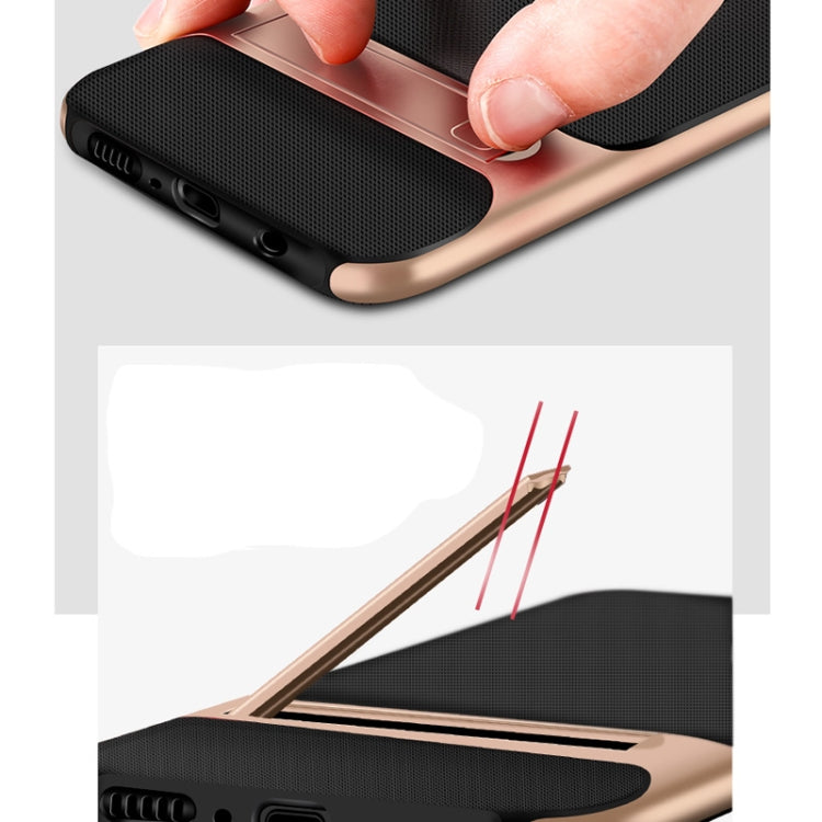 For Galaxy A30 Plaid Texture Non-slip TPU + PC Case with Holder