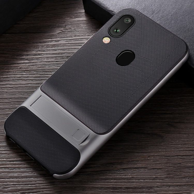 For Galaxy A30 Plaid Texture Non-slip TPU + PC Case with Holder