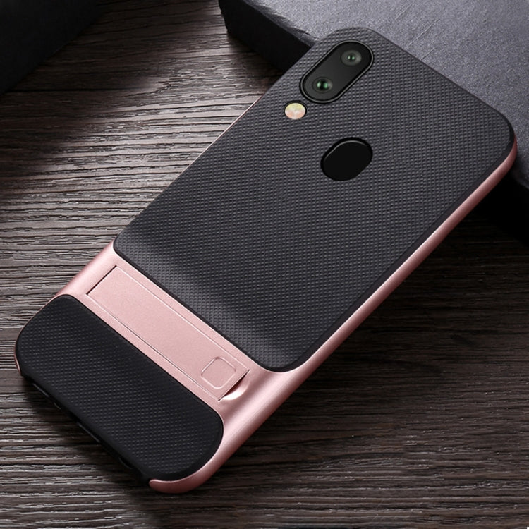 For Galaxy A30 Plaid Texture Non-slip TPU + PC Case with Holder