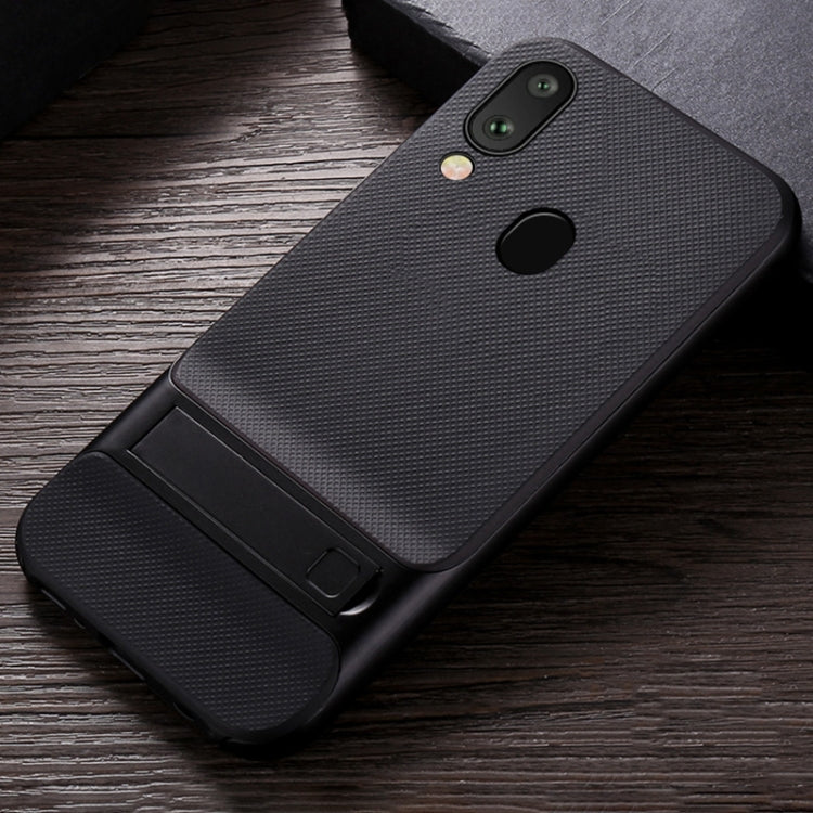 For Galaxy A30 Plaid Texture Non-slip TPU + PC Case with Holder