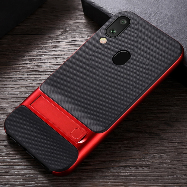 For Galaxy A30 Plaid Texture Non-slip TPU + PC Case with Holder